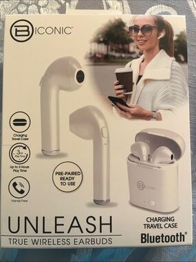 B Iconic White True Wireless Earbuds with Charging Case
